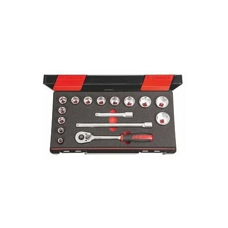 Holex 16 Pc 1/2 inch Drive Socket Set, 6 pt, 10 mm to 34 mm, 637718 6 637718 6